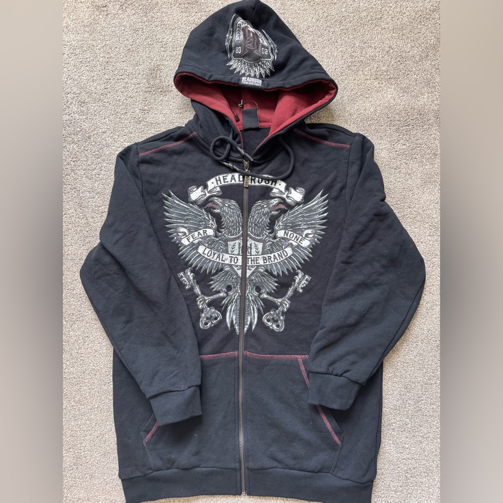 Headrush Y2K Full Zip MMA Style Hoodie Size Medium NWOT